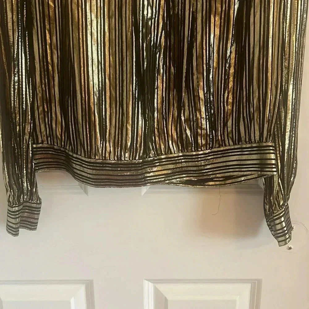Vintage Lloyd Williams Size 10 Metallic Gold Blouse Long Sleeve Statement Party - Picture 3 of 10